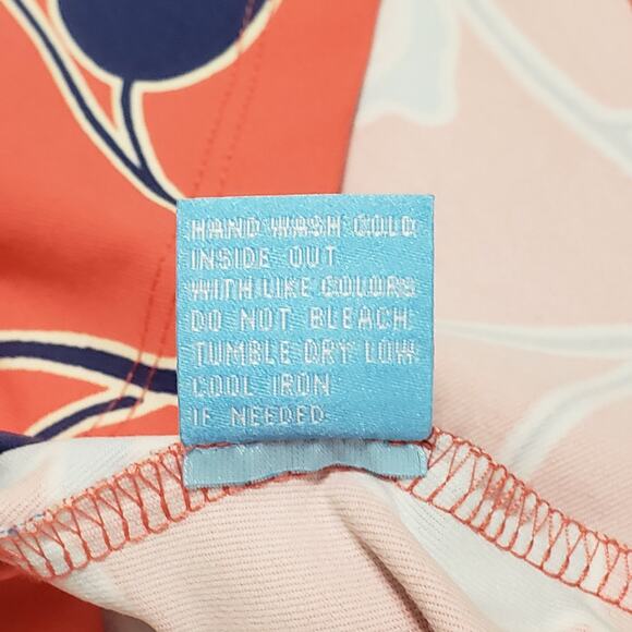 J. Mclaughlin Durham Ruffle Top Catalina Cloth Coral Pink Blue Floral Sz Medium - Picture 7 of 11